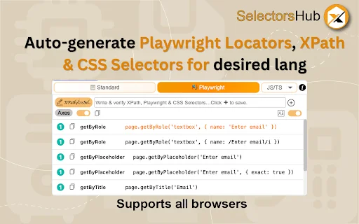 SelectorsHub: Generador de Selectores y XPath para Playwright - Screenshot 1