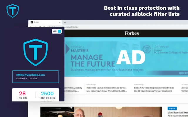 Tau Adblock: El mejor bloqueador de anuncios para navegar seguro - Screenshot 1