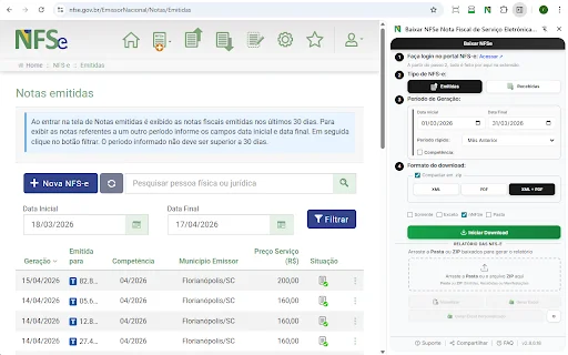 Descargar NFSe: Facturas Electrónicas XML y PDF – Extensión - Screenshot 1