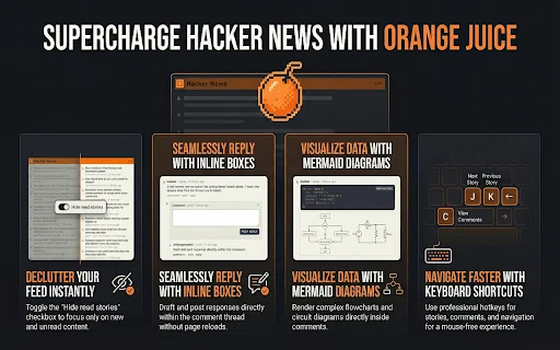 Orange Juice: Mejora tu experiencia en Hacker News | Descarga gratis - Screenshot 2