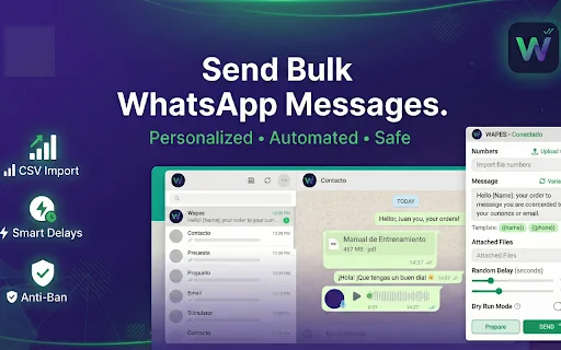 Wapes: CRM y Marketing para WhatsApp Web – Automatiza tus Mensajes - Screenshot 1