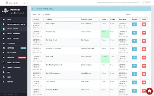 Geotrack: Rastreador de Correos para Gmail con Geolocalización - Screenshot 2