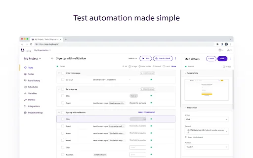 BugBug Automation Testing: Automatización Web sin Código - Screenshot 1