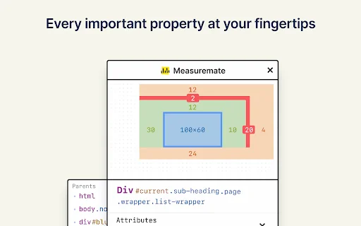 Measuremate: Regla de Píxeles y Inspector CSS para Web - Screenshot 3