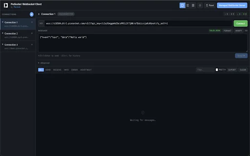 PieSocket: El Mejor Cliente de Pruebas WebSocket y SocketIO - Screenshot 1