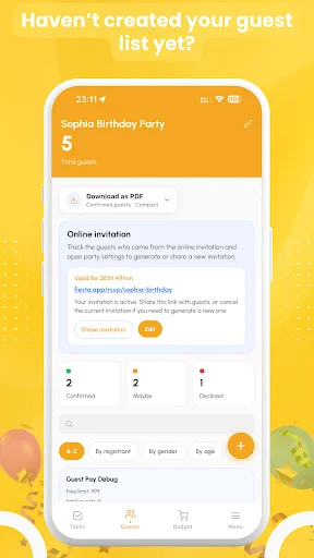 Descargar Fiesta: Invitaciones y Gestión de Eventos – Gratis - Screenshot 1
