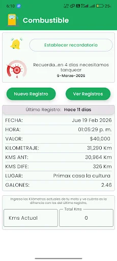 Historial Moto Mantenimiento: Controla tu kilometraje y servicios - Screenshot 2