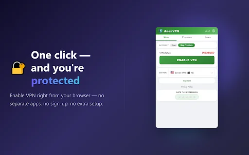 AnonVPN: VPN Gratis y Rápido para Chrome – Navega Seguro - Screenshot 1