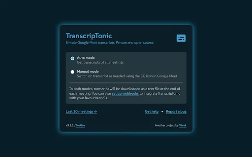 TranscripTonic: Transcripciones para Google Meet Gratis y Seguras - Screenshot 1