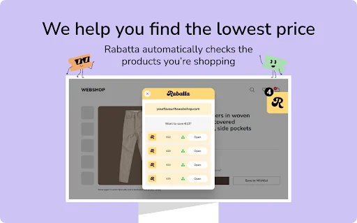 Rabatta: Ahorra dinero con códigos de descuento automáticamente - Screenshot 4